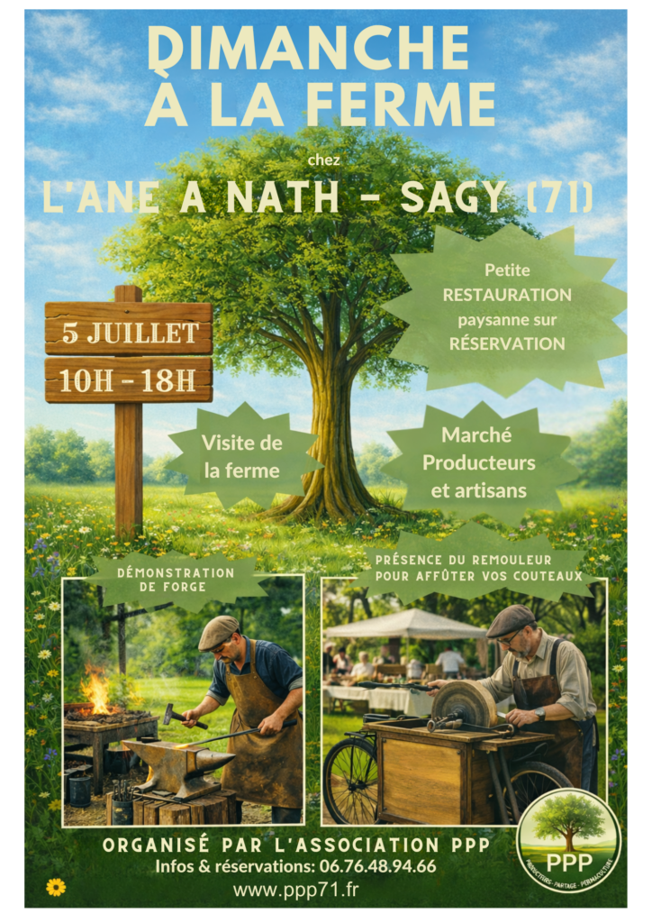 Affiche de la journée à la ferme chez l'Âne à Nath